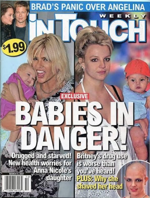Capas de revista sobre Britney e seus filhos