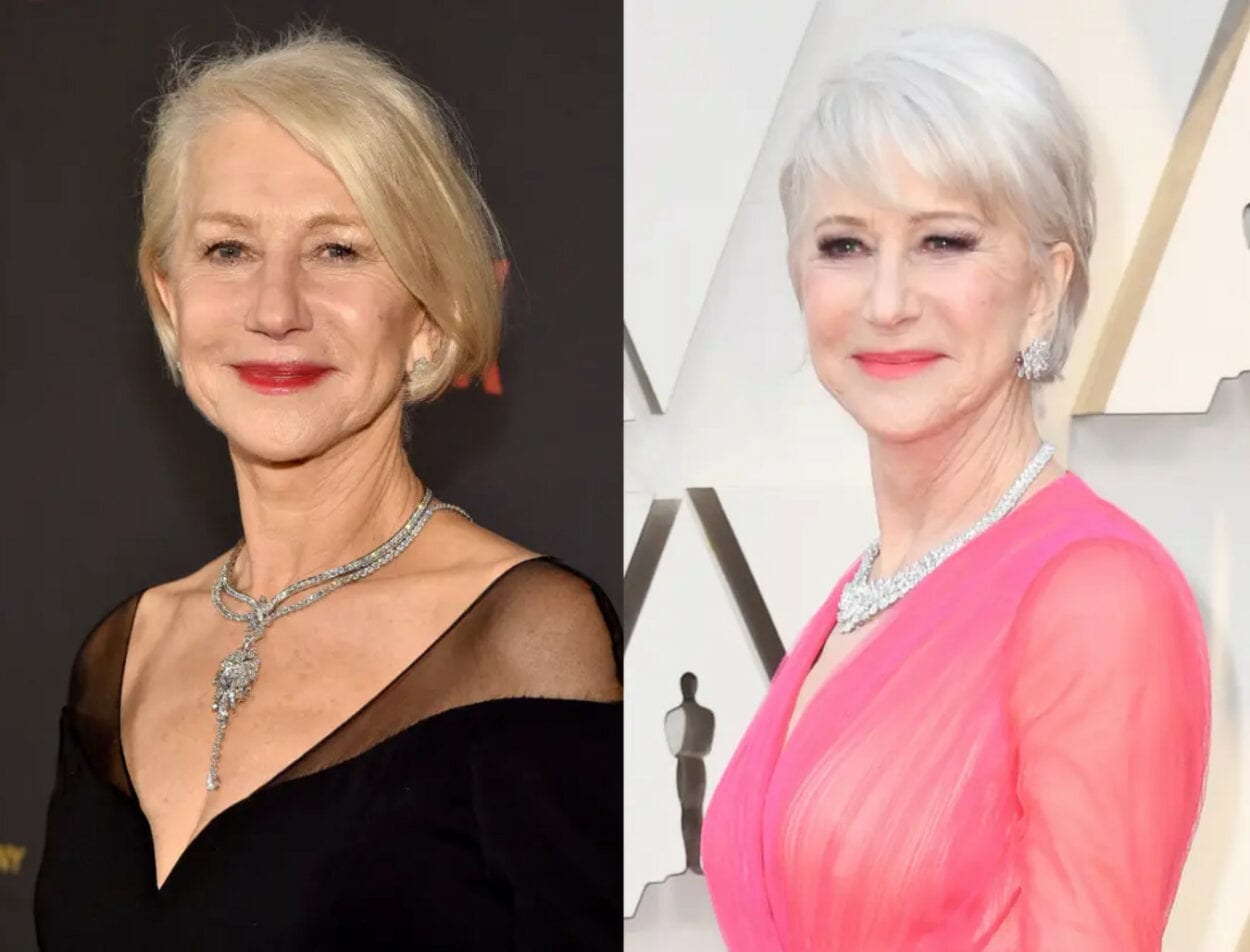 Foto antes e depois das famosas adotar os cabelos brancos