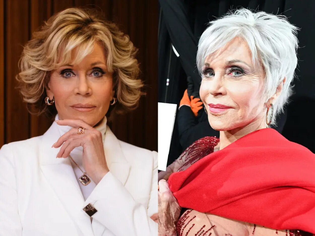 Famosas com antes e depois de adotar os cabelos brancos - Jene Fonda
