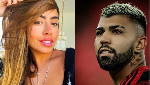 Duas imagens: na primeira Rafaella Santos posando com a mão nos cabelos e a segunda, ao lado, o affair da influencer, o jogador Gabigol Irmã de Neymar, Rafaella Santos teve Covid-19