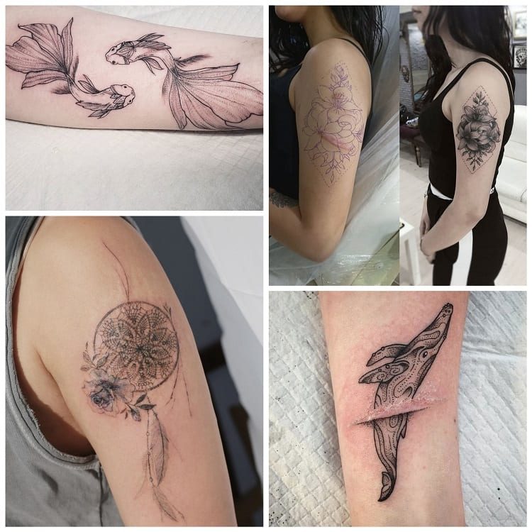quatro opções de tatuagem para cobrir cicatriz no braço