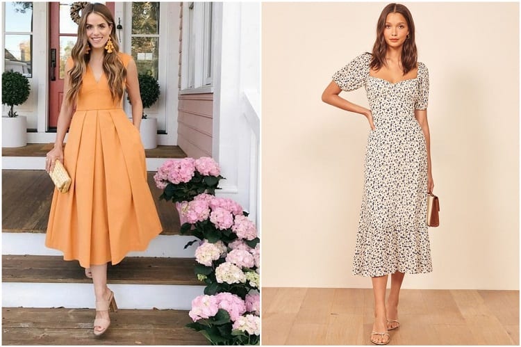 duas mulheres usando vestido longuete