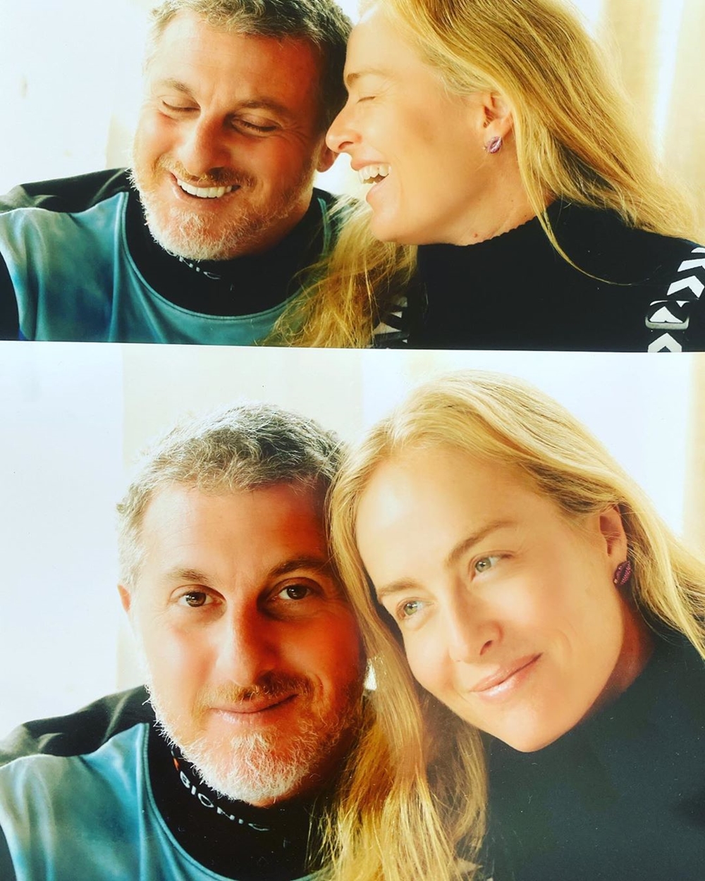 Apresentadora e seu marido em fotos sequenciais. fotos sequenciais de angélica e Luciano sorrindo.