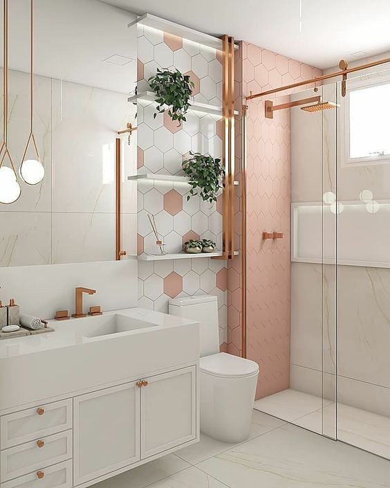 Banheiro rose gold