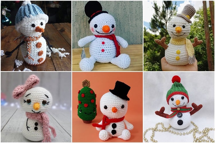 bonecos de neve feitos de crochê