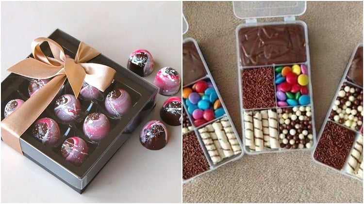 duas ideias de caixas de doces para mini presentes
