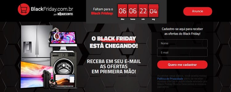 Página inicial do site BlackFriday.com.br