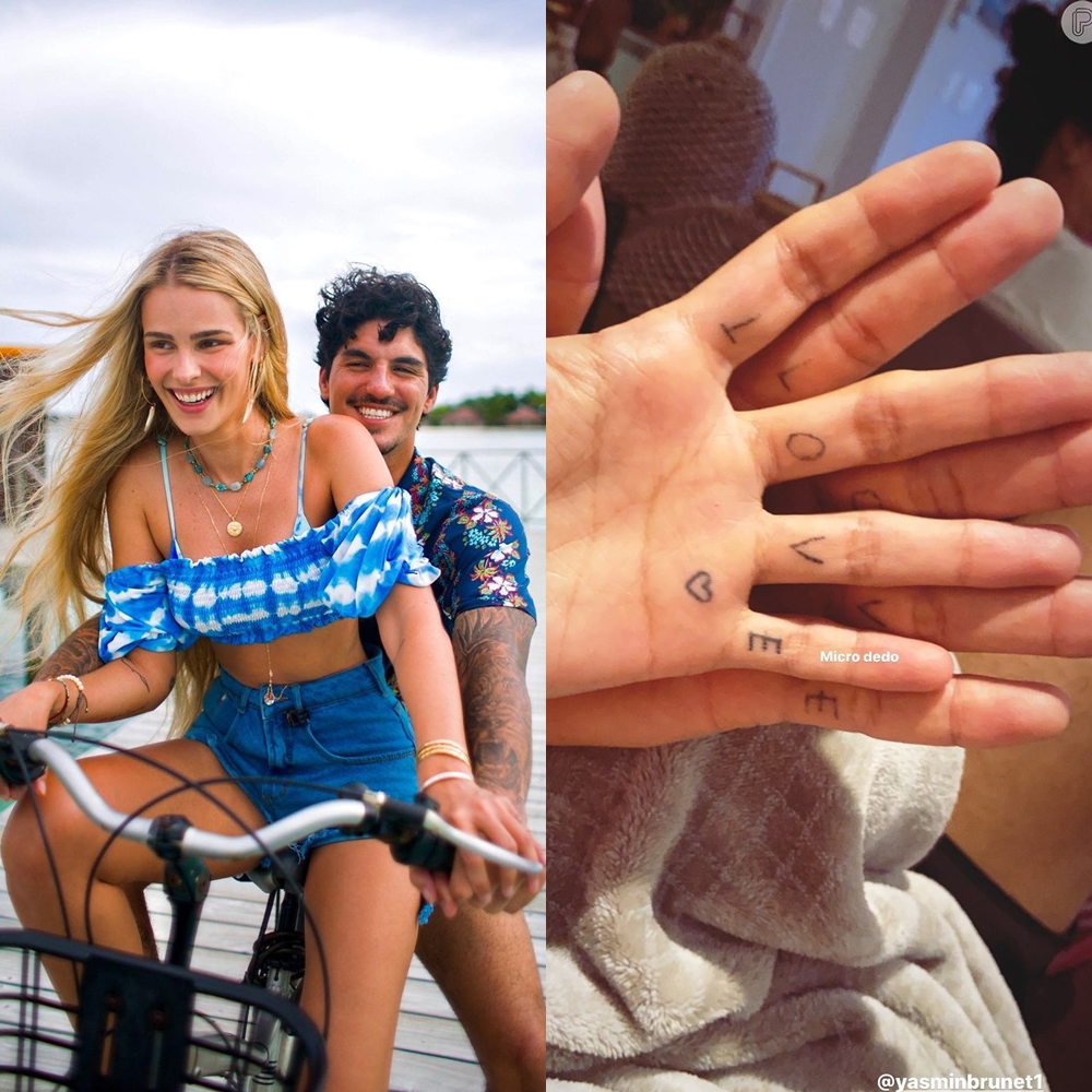 Imagens das tatuagens do casal Gabriel Medina e Yasmin Brunet.