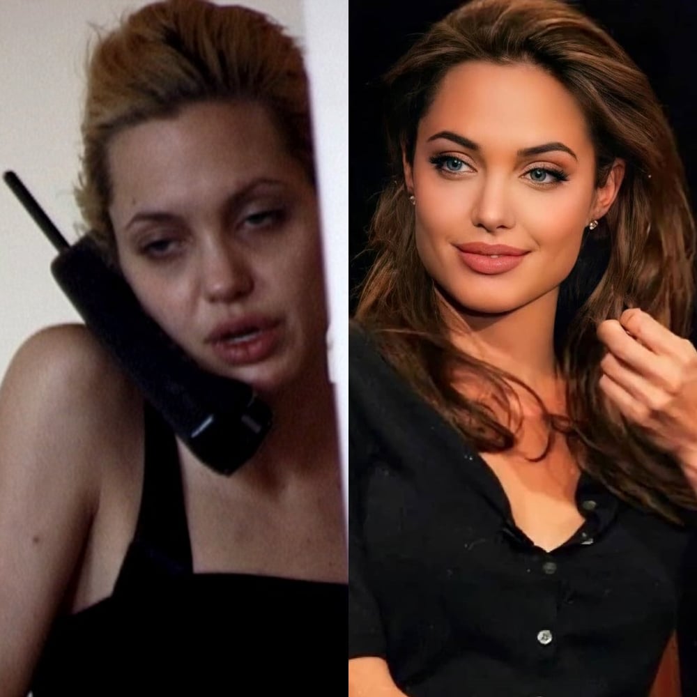 Antes e depois das drogas: Angelina Jolie.