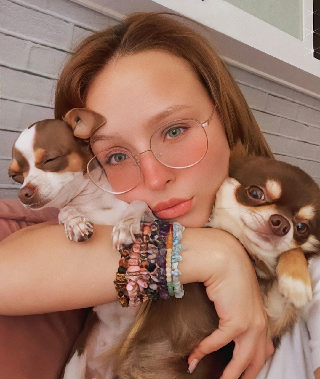 Larissa e cachorros. Larissa e cachorros.