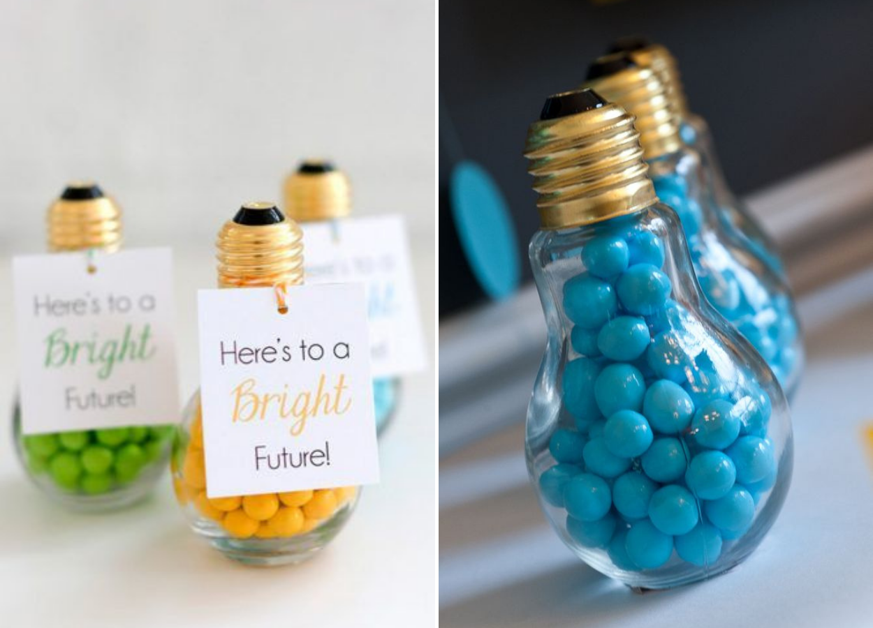 Lembrancinhas DIY: pote tipo lâmpada com confeito colorido