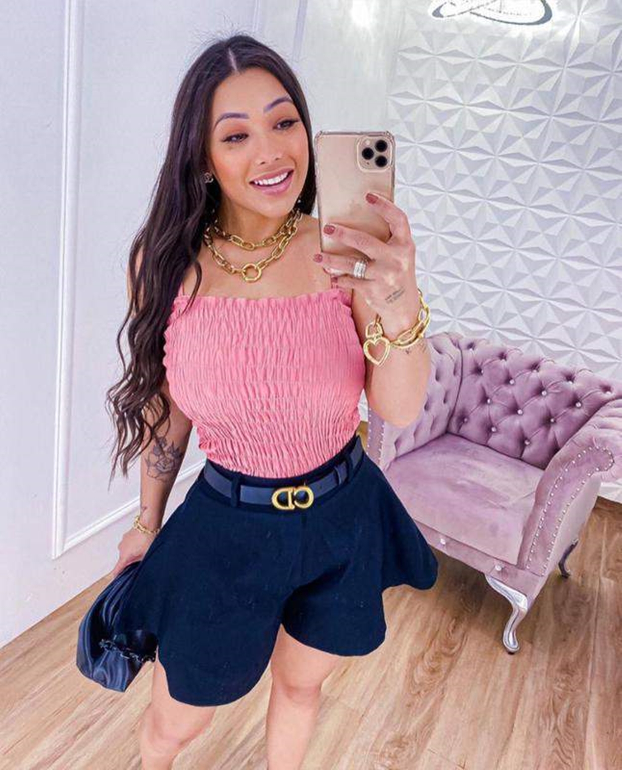 Composição de look com shorts Godê. Composição de look.