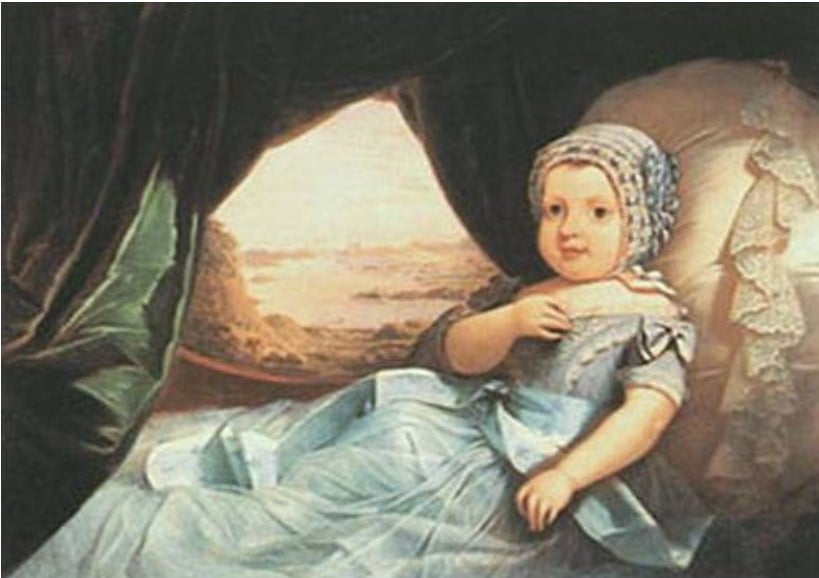 Pintura de Claude Joseph Barandier de Dom Afonso, Príncipe Imperial do Brasil, de 1845-1847. 