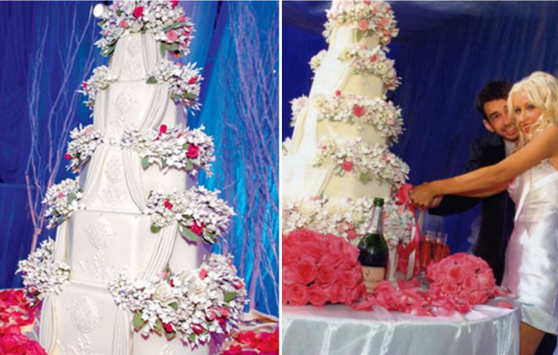 bolo de casamento de Christina Aguilera e Jordan Bratman