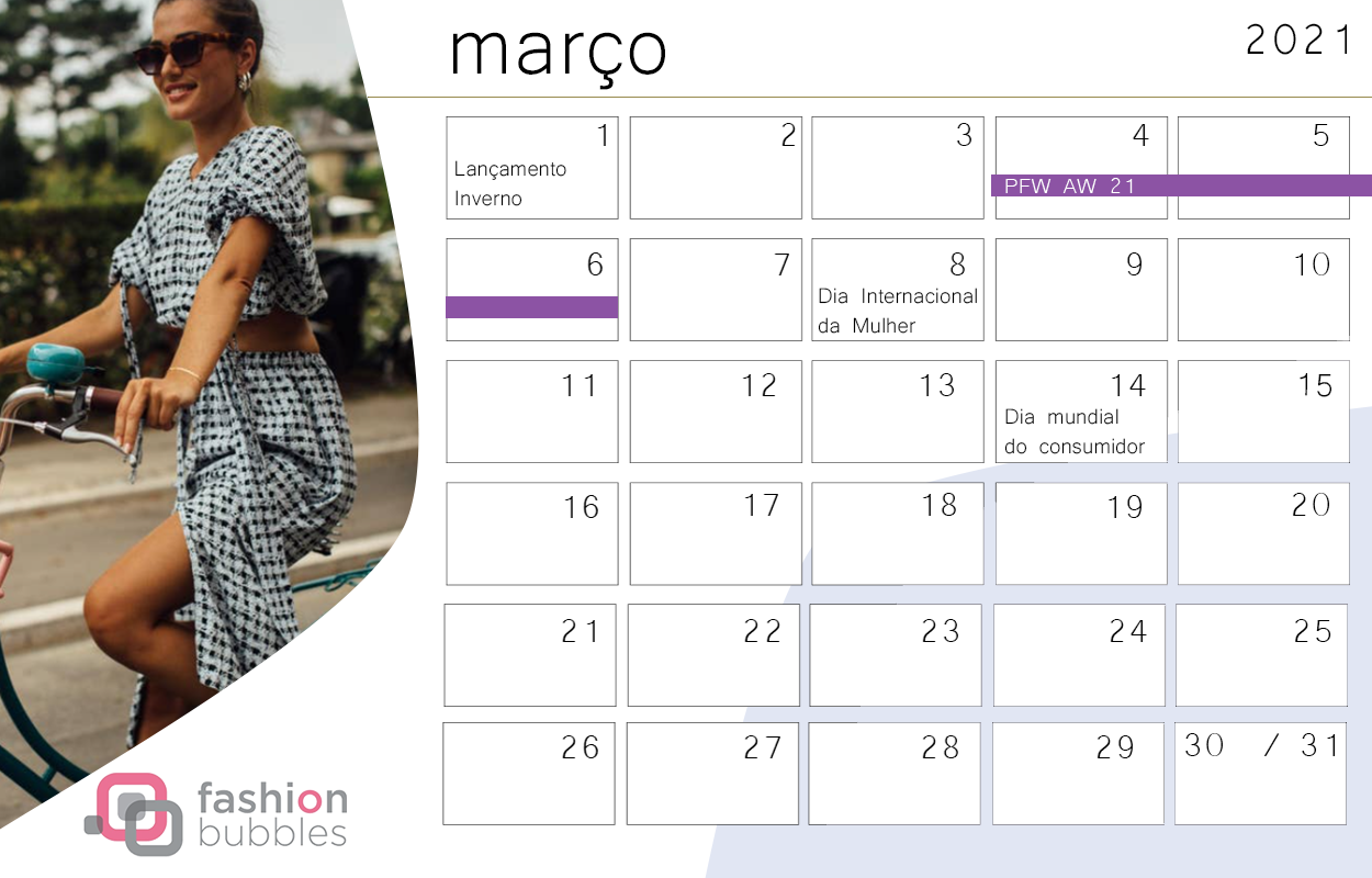Calendário Fashionista 2021 - Março 
