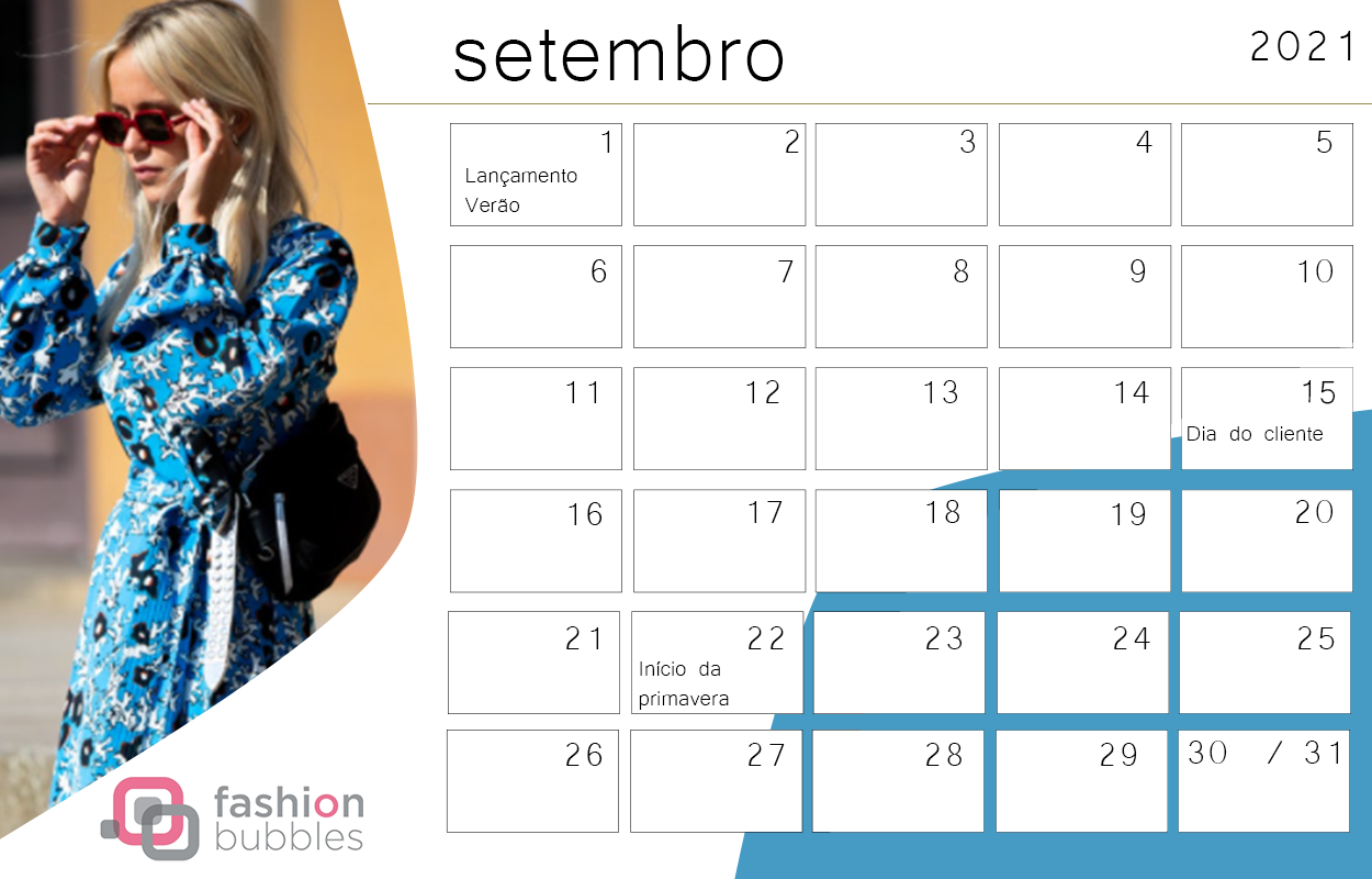 Calendário Fashionista 2021 - Setembro 