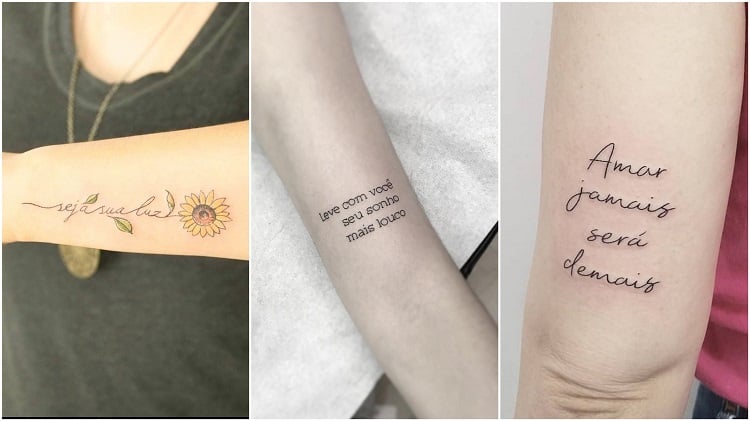 três opções de frases para tatuagem no braço