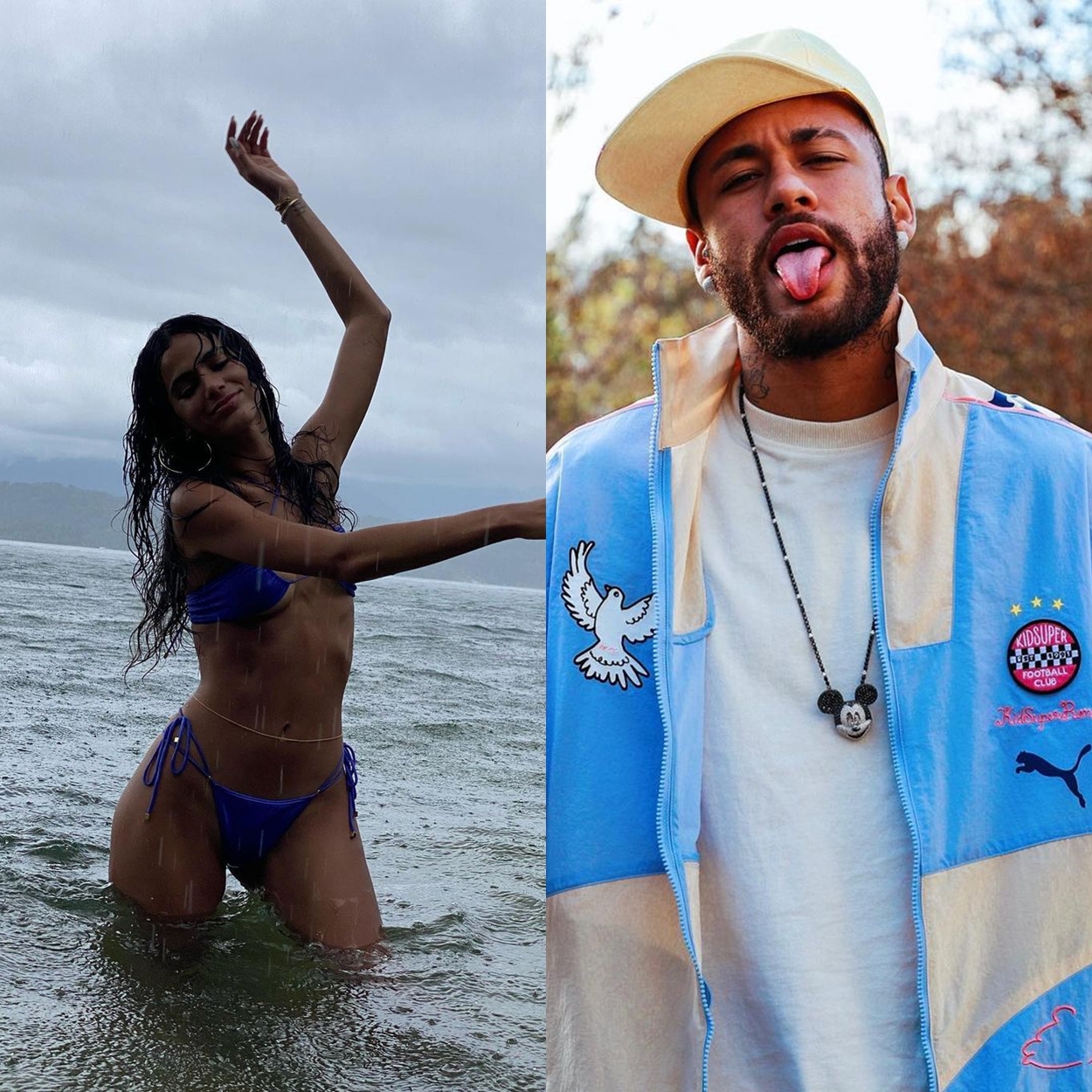 Neymar Jr, e Bruna Marquezine, montagem. Neymar Jr, e Bruna Marquezine.