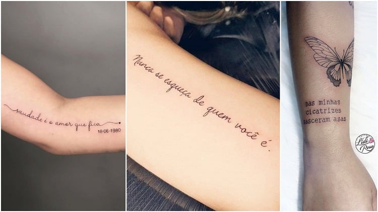 três opções de frases para tatuar no braço