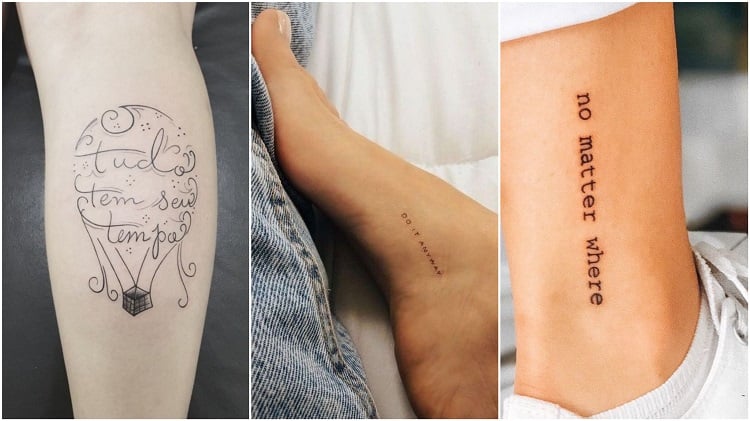 três opções de frases para tatuar no pé