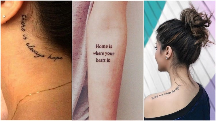 três tattoos escritas em inglês