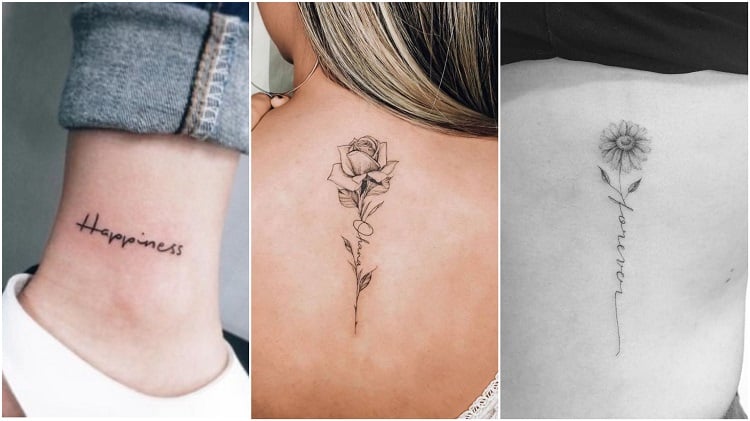 três tatuagens de palavra