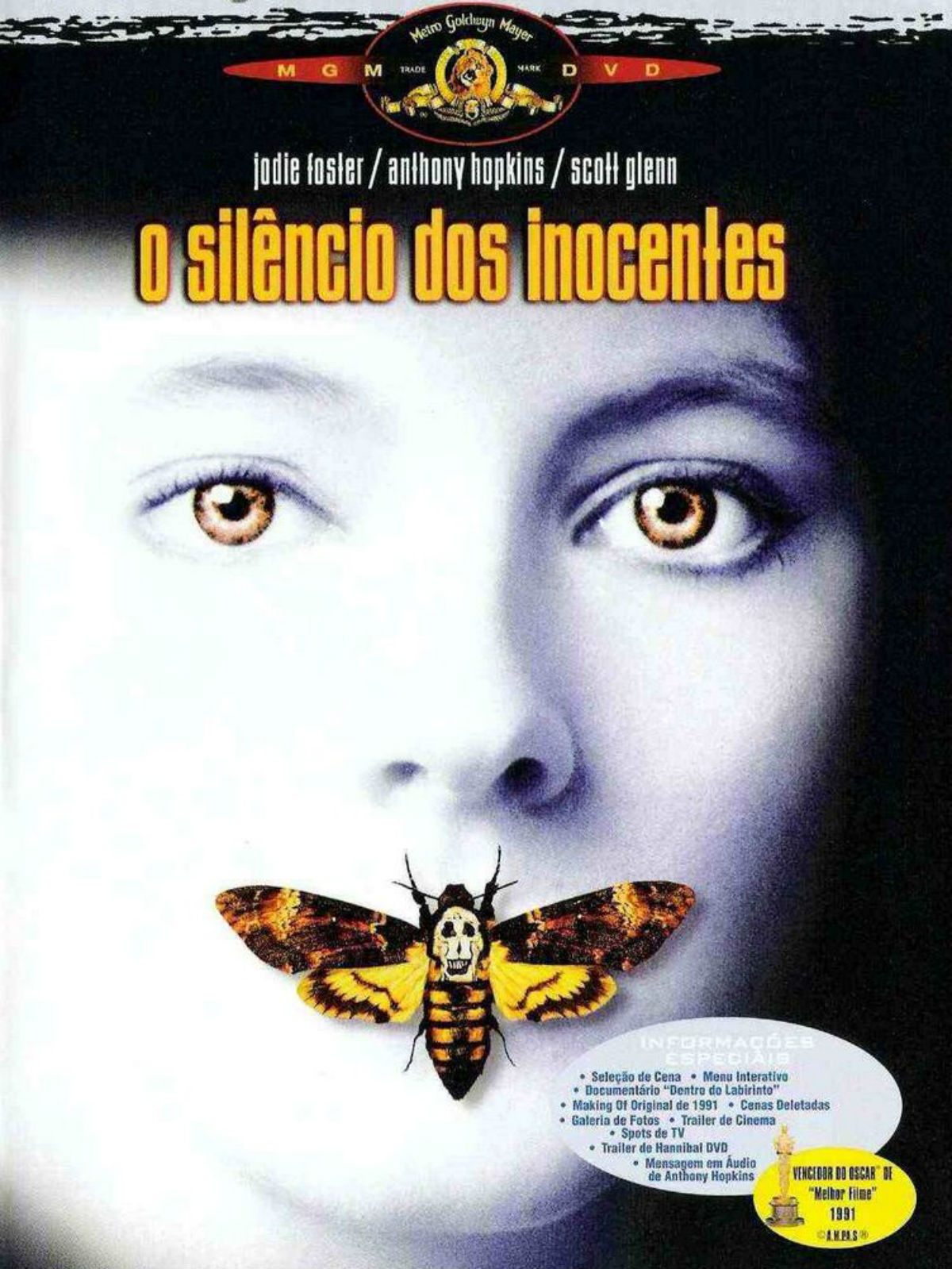 O Silêncio dos Inocentes, capa do filme. O Silêncio dos Inocentes, capa do filme.