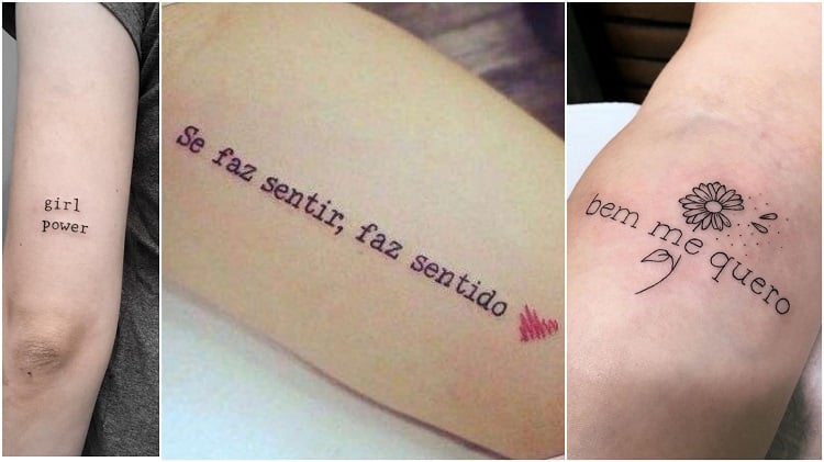 três tatuagens escritas femininas