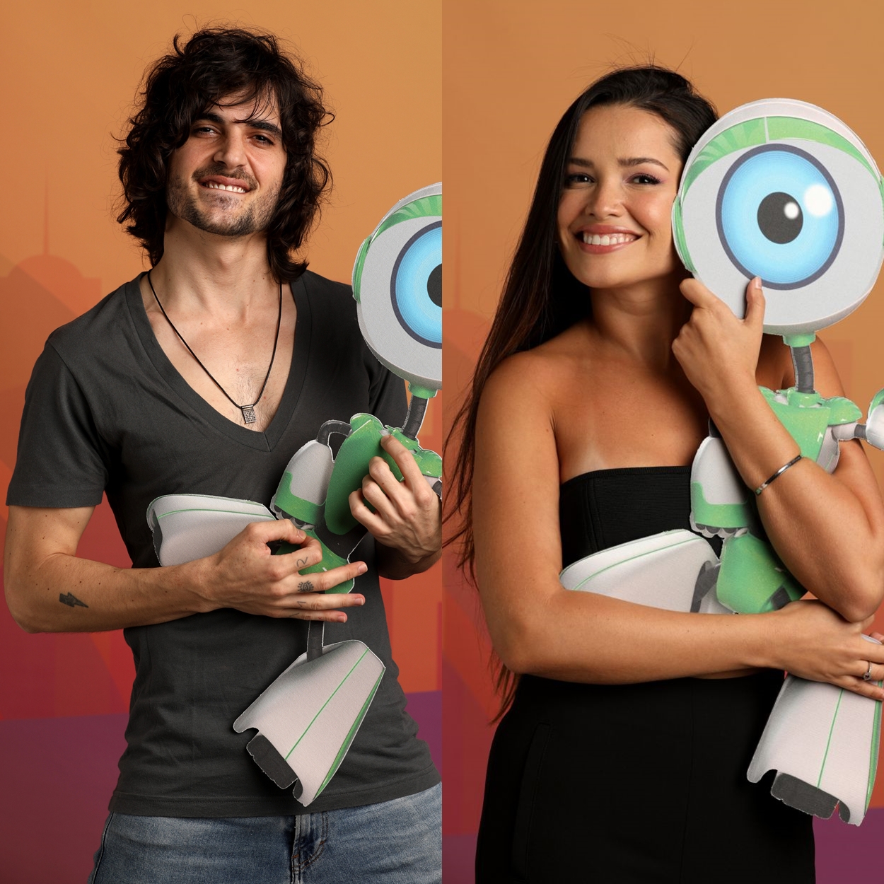 Fiuk e Juliette seguram robô do BBB. Fiuk e Juliette seguram robô do BBB.