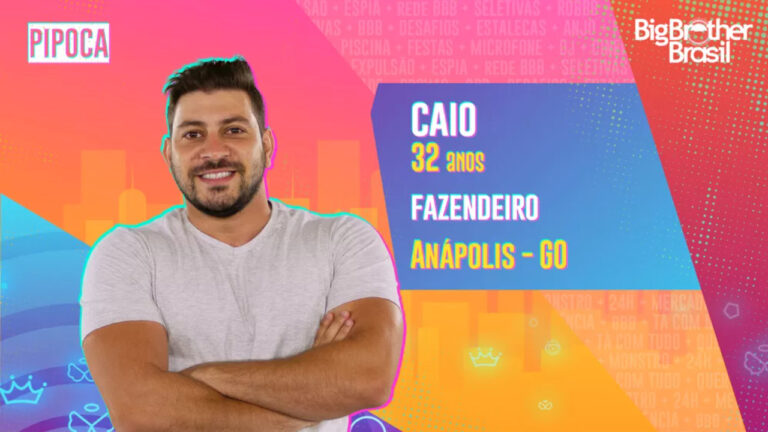 Na imagem, aparece Caio, participante do BBB 21