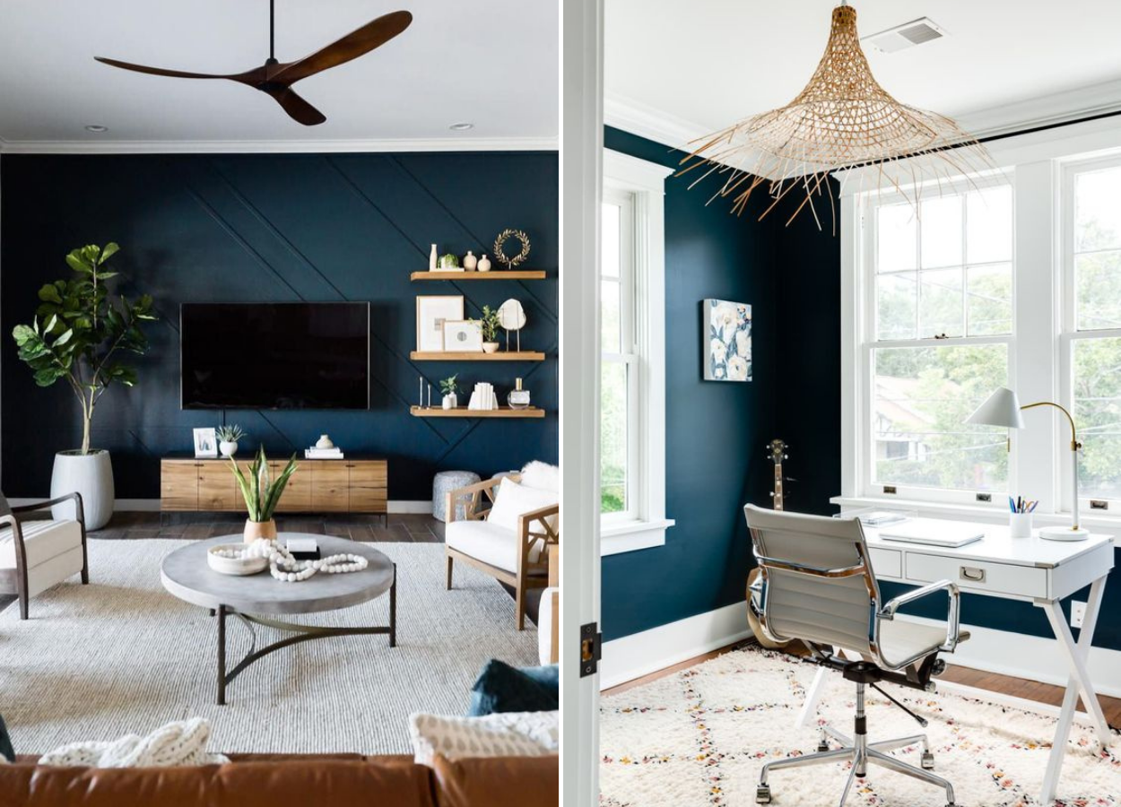 Cores na decoração: salas e home office azuis
