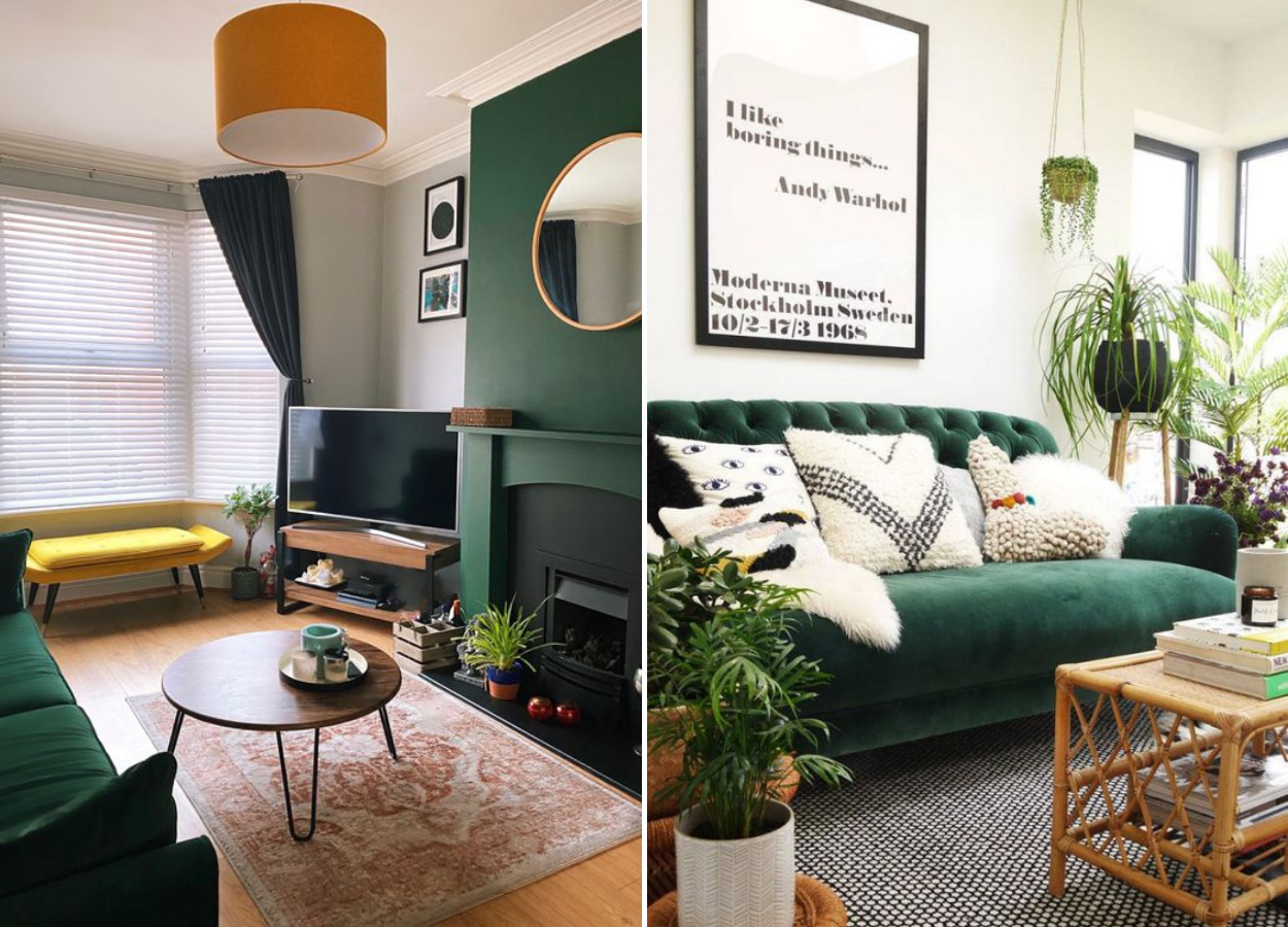 Salas de estar com decoração verde