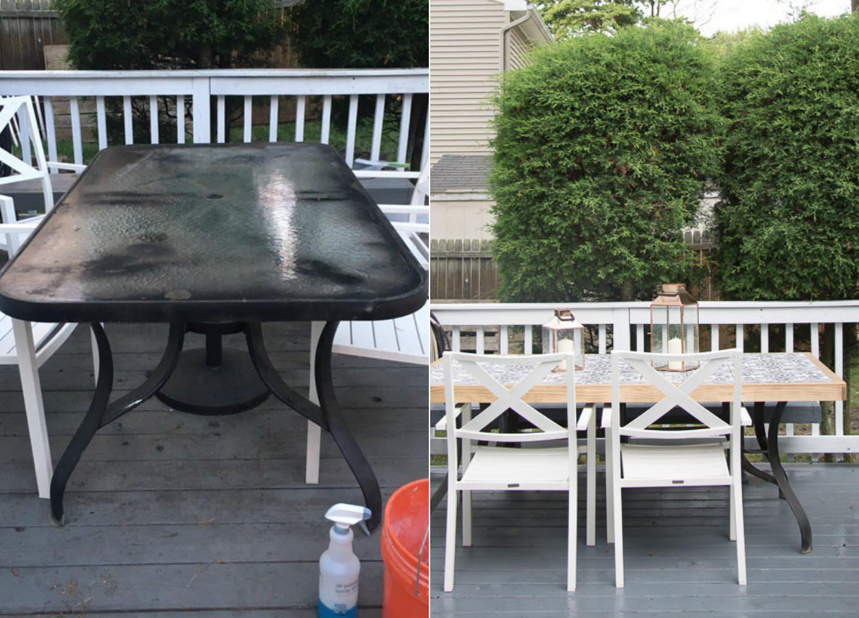 DIY antes e depois: mesa com tampo de azulejos