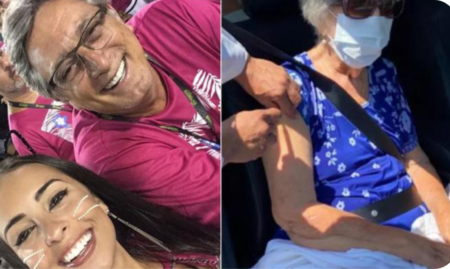 Filha de Eduardo Galvão se emociona ao ver avó sendo vacinada