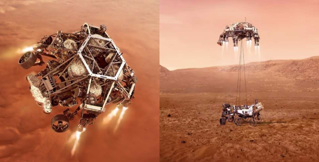 Foto ilustrativa do Robô da Nasa pousando em Marte - Reprodução/Ilustração