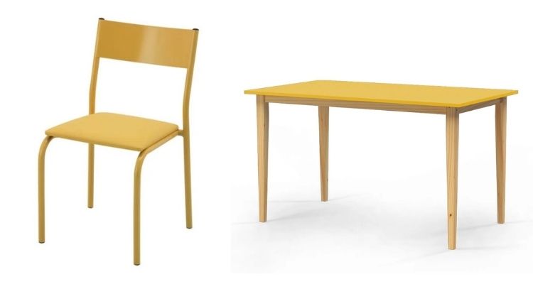 cadeira e mesa amarela