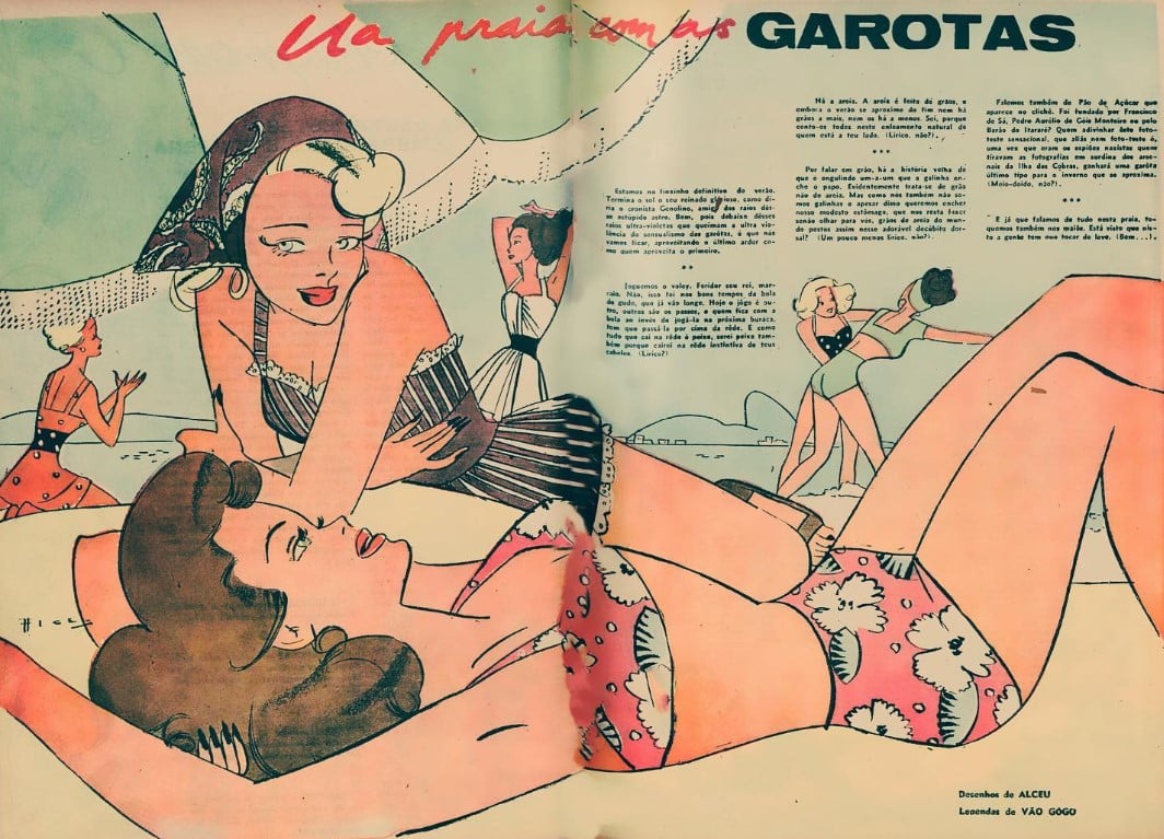 Ilustração de Alceu Penna "Na praia com as garotas", de 1946.