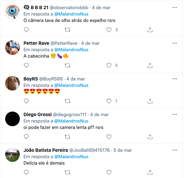 Internautas comemoram descuido de Rodolffo no BBB 21 - Reprodução