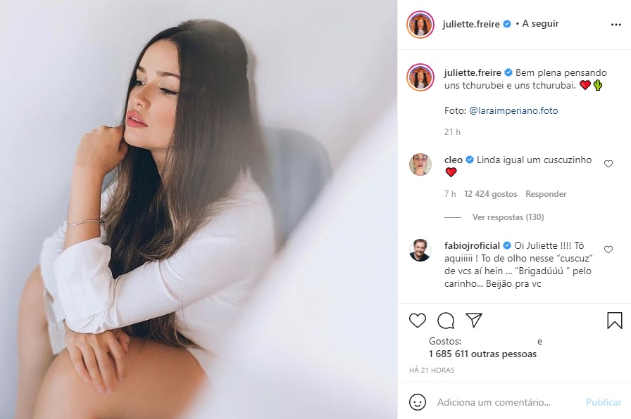 Cleo e Fabio Júnior comentam a foto de Juliette Cleo e Fabio Júnior comentam a foto de Juliette