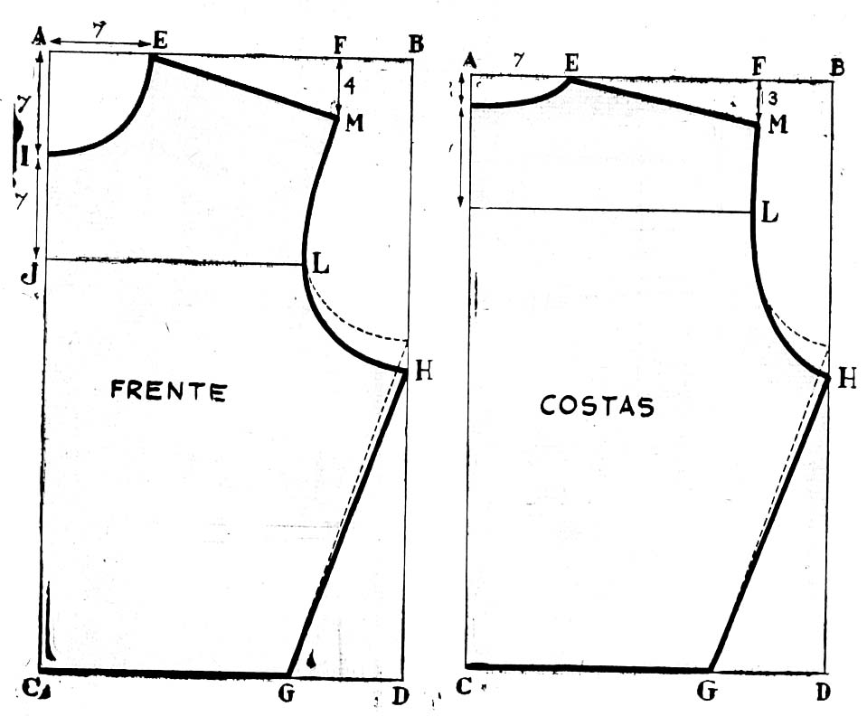 Modelo básico de uma blusa de Gil Brandão, de 1959. 