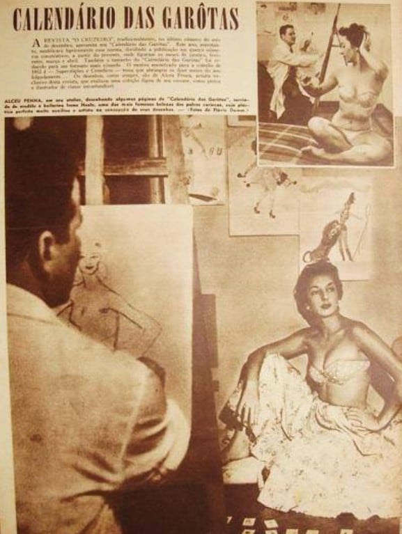 Alceu Penna a retratando uma modelo em "O Cruzeiro", 1948.