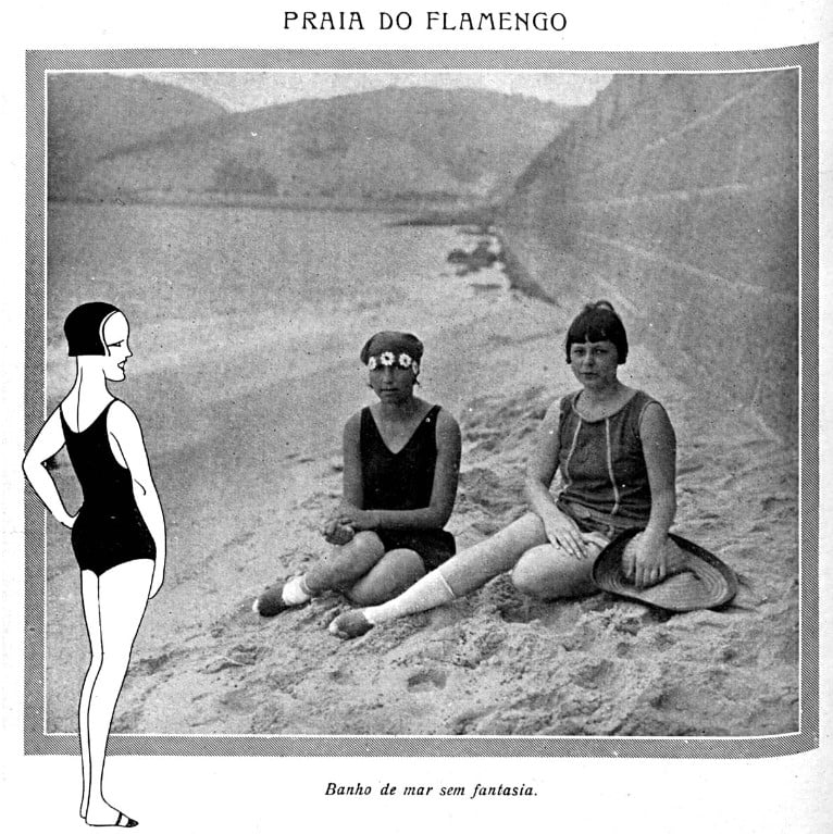 Fotos de duas mulheres na praia publicada pela revista "Careta", de 1926.