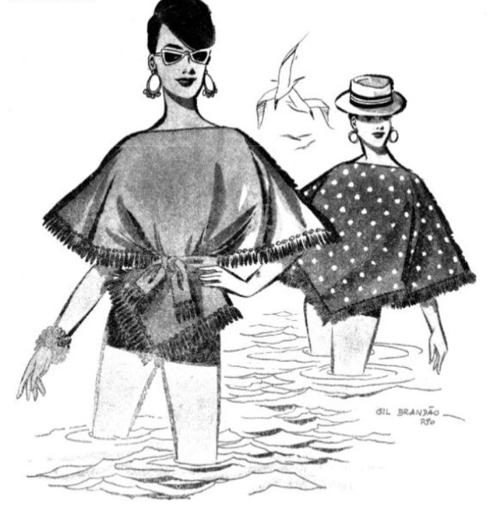 Ilustração de Gil Brandão no livro "25 modelos de blusas e blusões". 