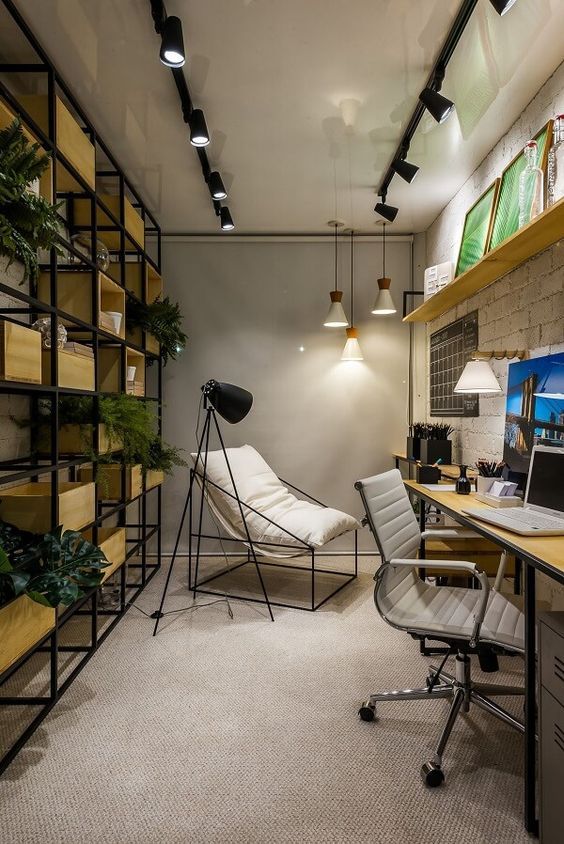 Home office. Decoração industrial no home office.