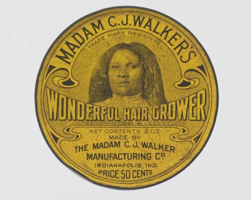 A famosa pomada de Madam C.J. Walker’s, o "Wonderful Hair Grower". 