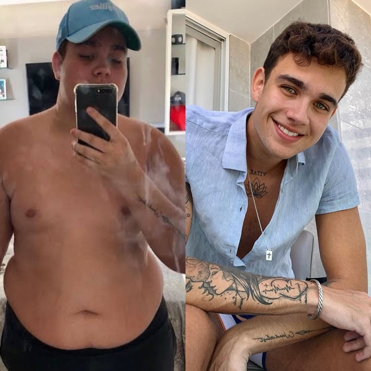 Antes e depois do filho de Solange Almeida, que emagreceu 75kg.