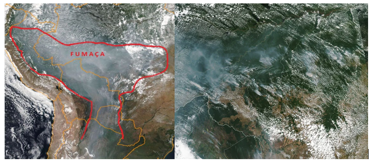 Imagem do INPE da fumaça oriunda das queimadas na amazonia