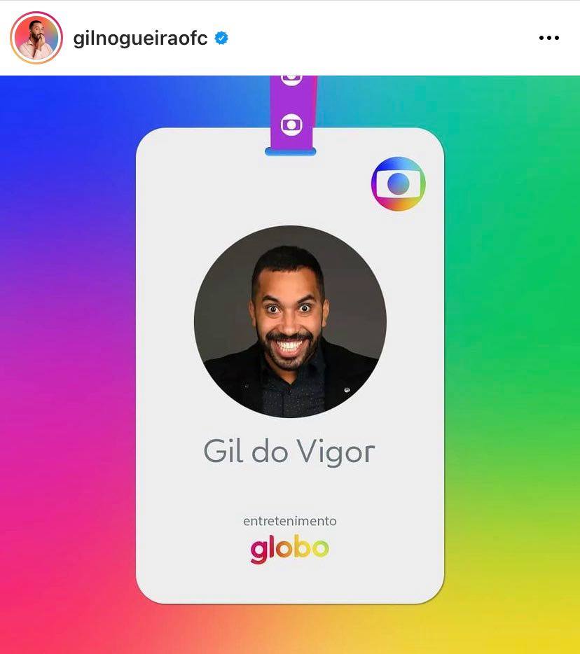 Gil do BBB 21 disse em sua rede social que estava ansioso para dar a notícia de seu contrato com a Globo (imagem: Instagram)