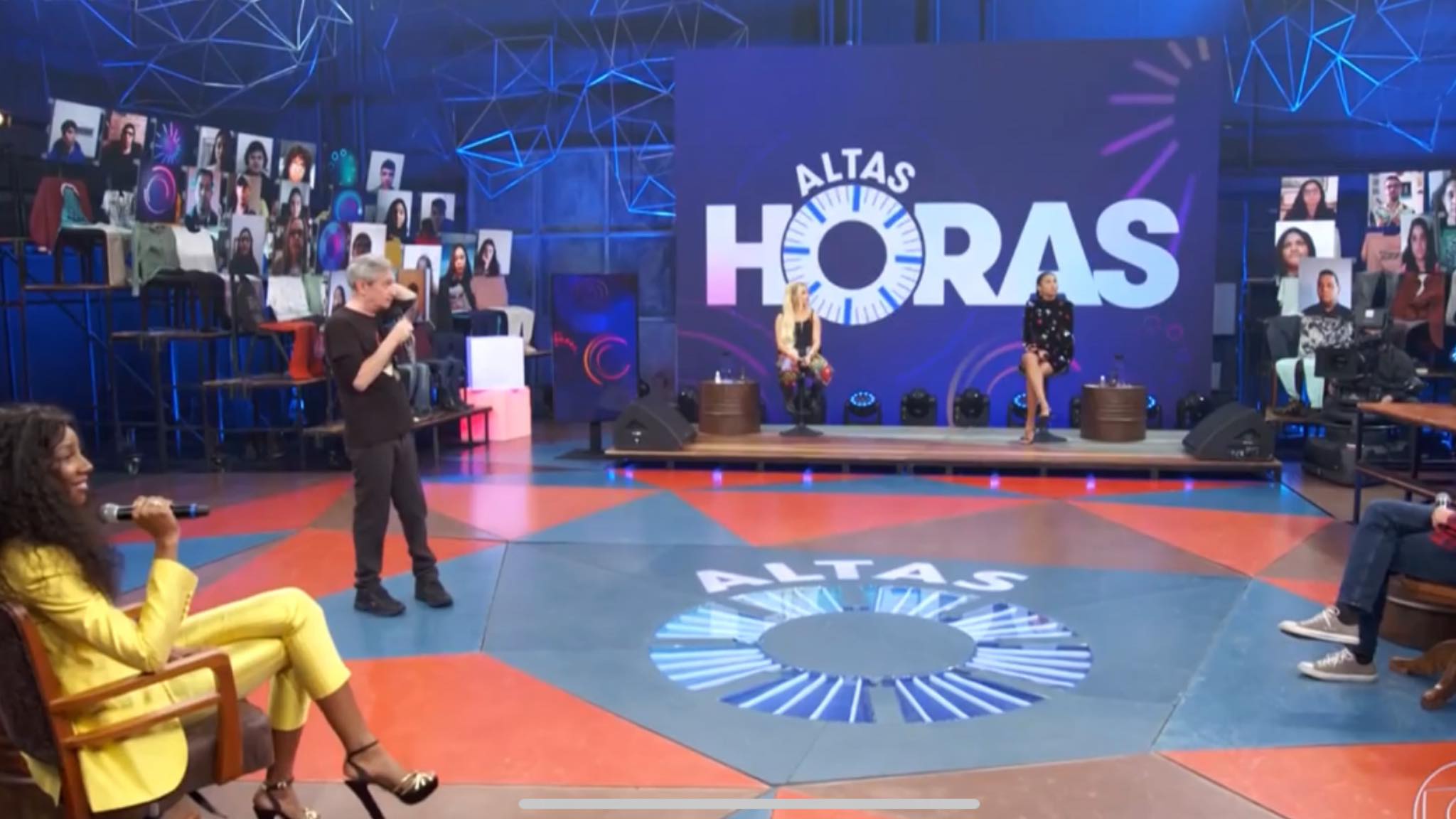 Serginho Groisman recebe Pocah, Luísa Sonza e Camilla de Lucas no Altas Horas (imagem: Reprodução)