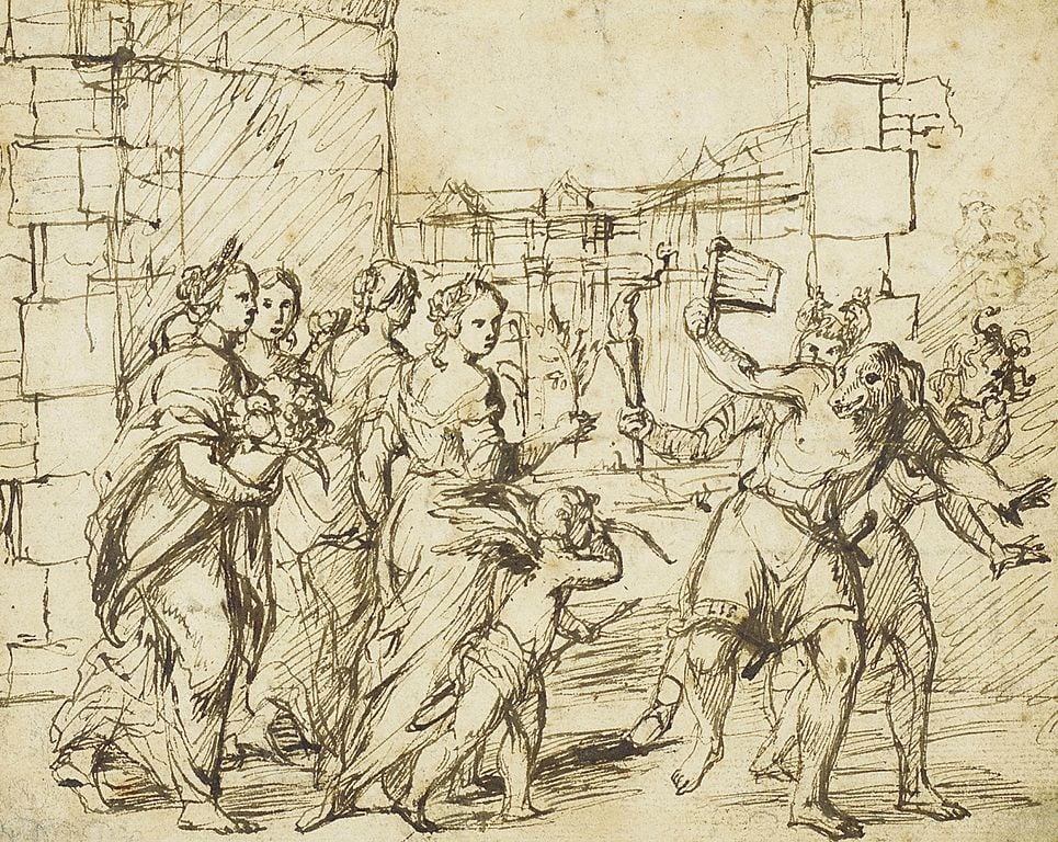 Ilustração do festival Lupercália de Adam Elsheimer, século XVII